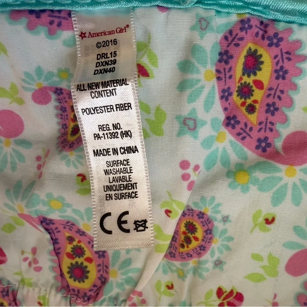 American Girl Bitty Baby Floral Round Zipper with Star Patch Accessories Case